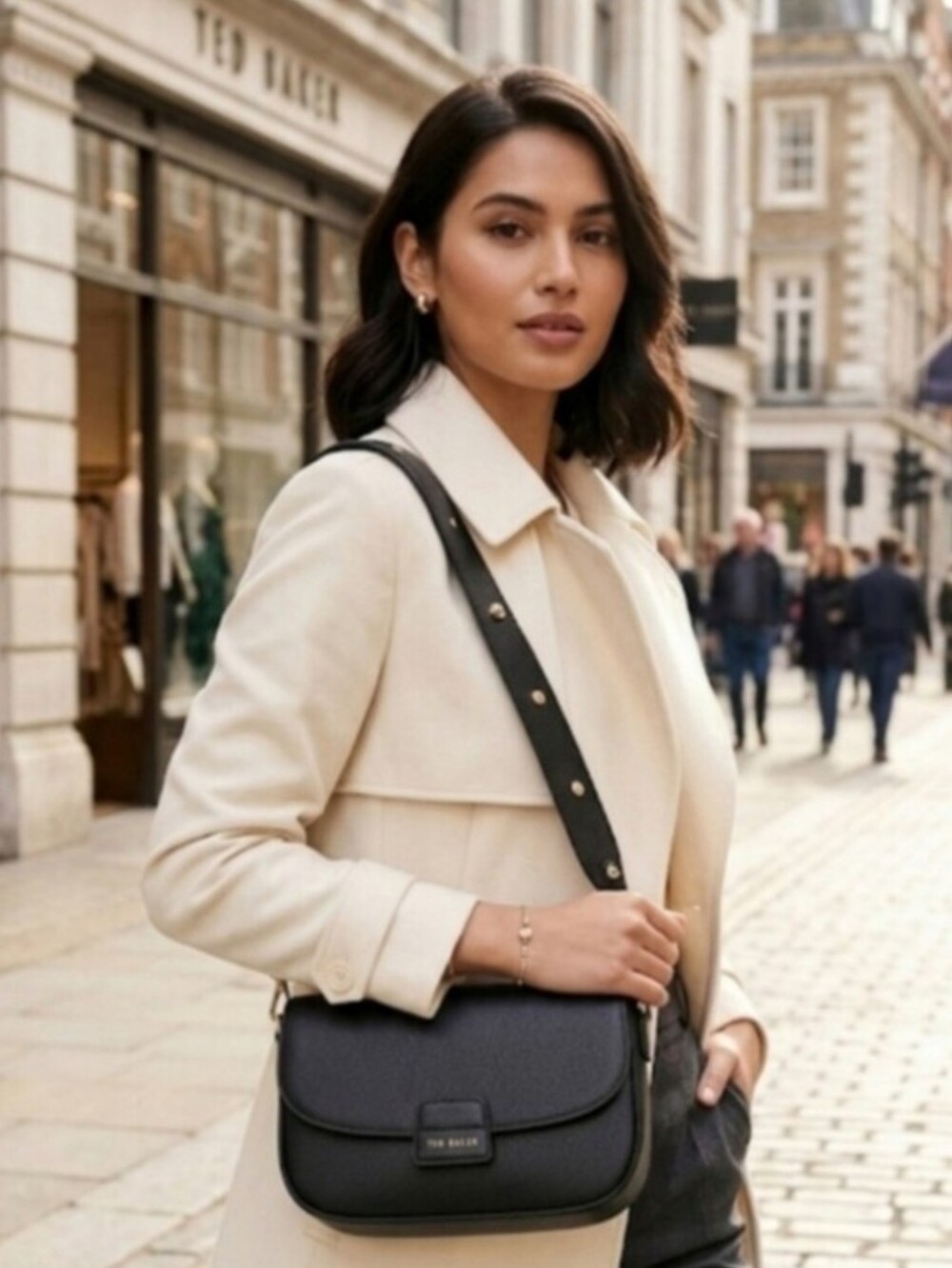 ⬇️Ted Baker London Embossed Logo Rory Crossbody/ Detachable Rosette Strap, Black